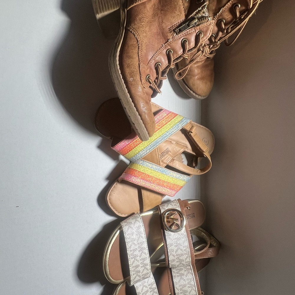 Girls Micheal kors sandals and boots lotBrown Lace-Up Boots and Colorful Sandals